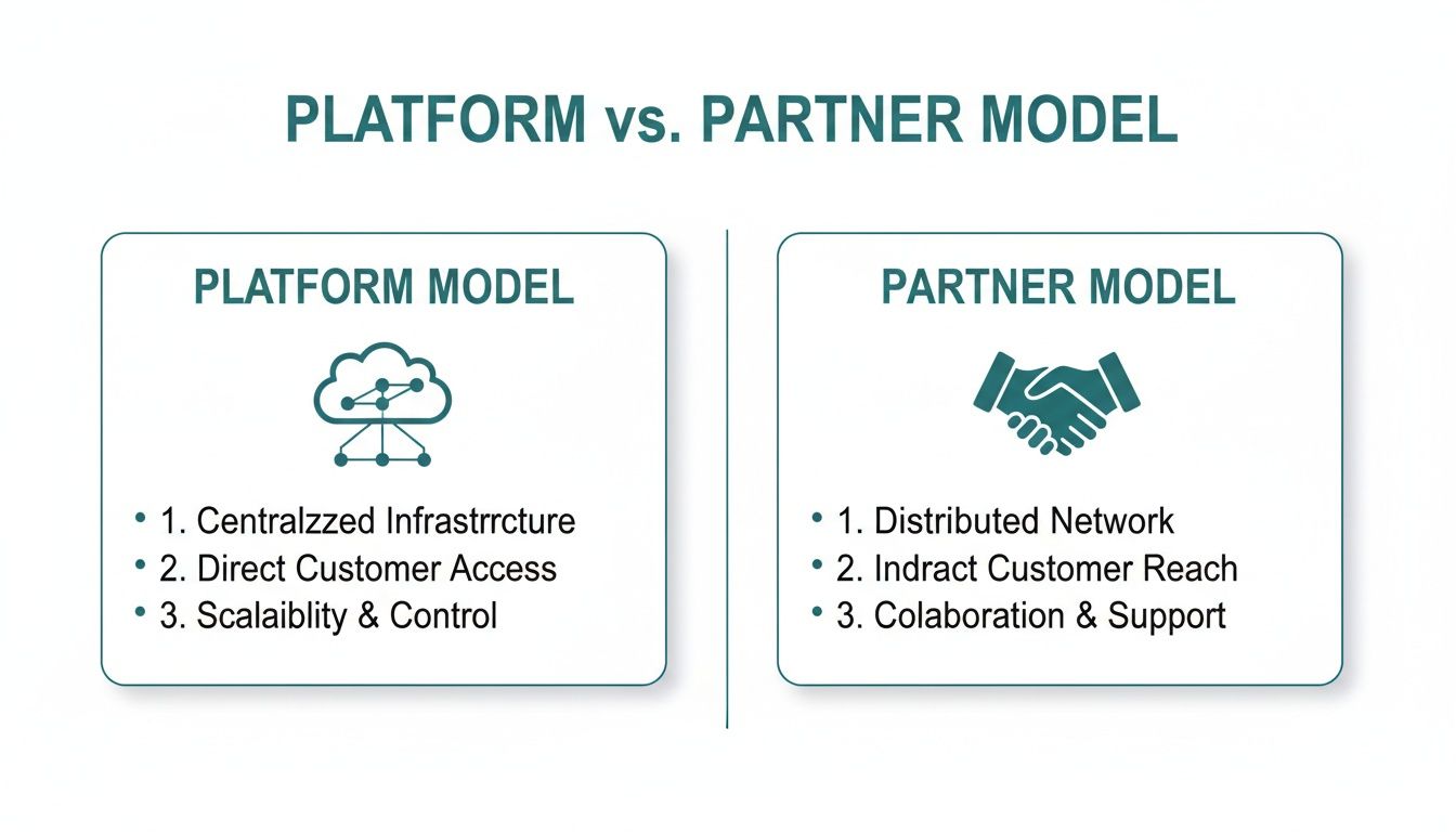 7 Flaws of Blacklane Car Service: The Ultimate Guide for LAX & OC 2 A comparison chart outlining the characteristics of a Platform Model versus a Partner Model.