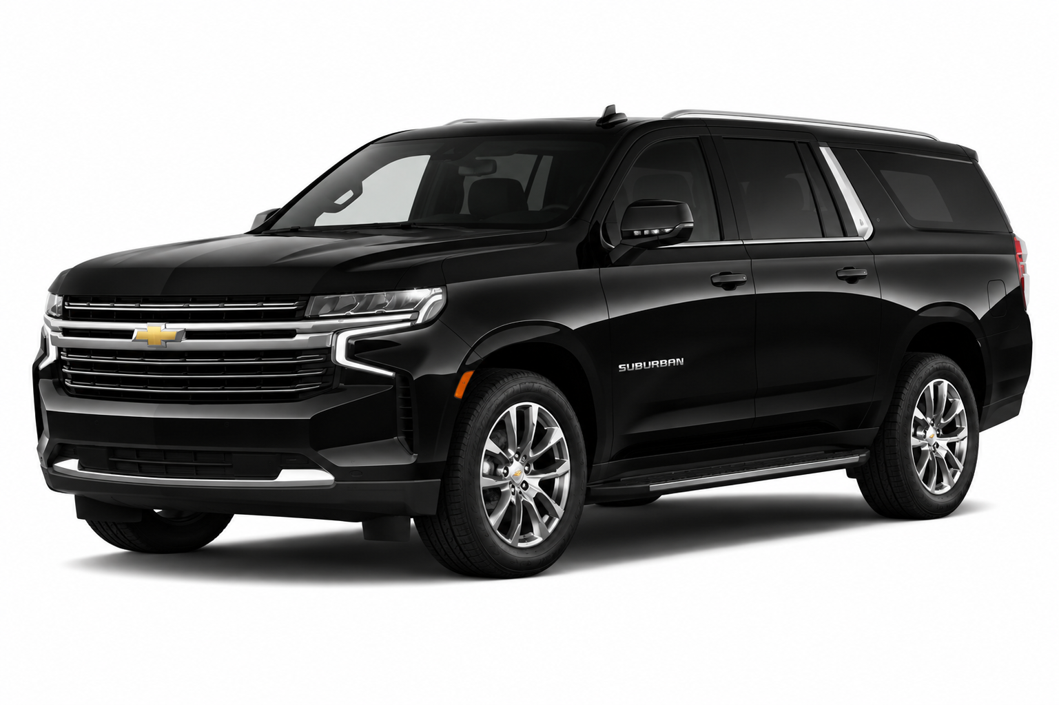 Luxe Black SUV Chevrolet Suburban on white background